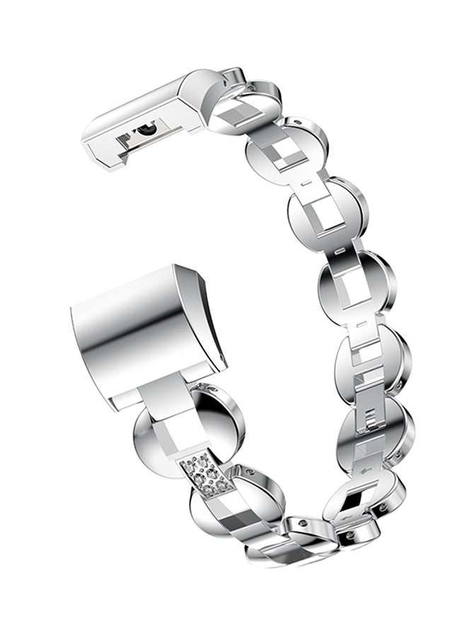 ISank Replacement Watch Band For Fitbit Charge 2 Silver/White  - Image 1