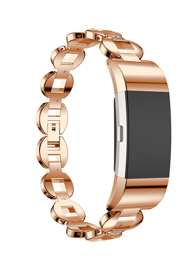 ISank - Replacement Watch Band For Fitbit Charge 2 Rose Gold/White - Image 1