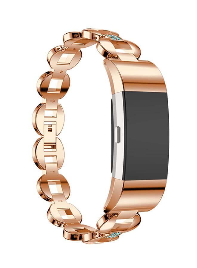 ISank Replacement Watch Band For Fitbit Charge 2 Rose Gold/Blue - Image 3