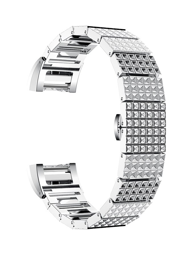 ISank Replacement Watch Band For Fitbit Charge 2 Silver  - Image 1