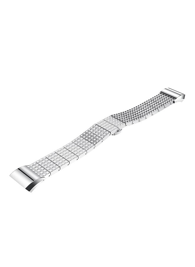 ISank Replacement Watch Band For Fitbit Charge 2 Silver  - Image 2