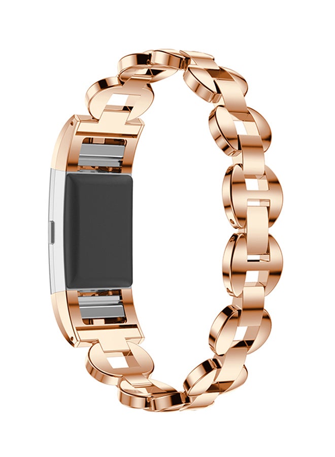 ISank - Replacement Watch Band For Fitbit Charge 2 Rose Gold/White - Image 1