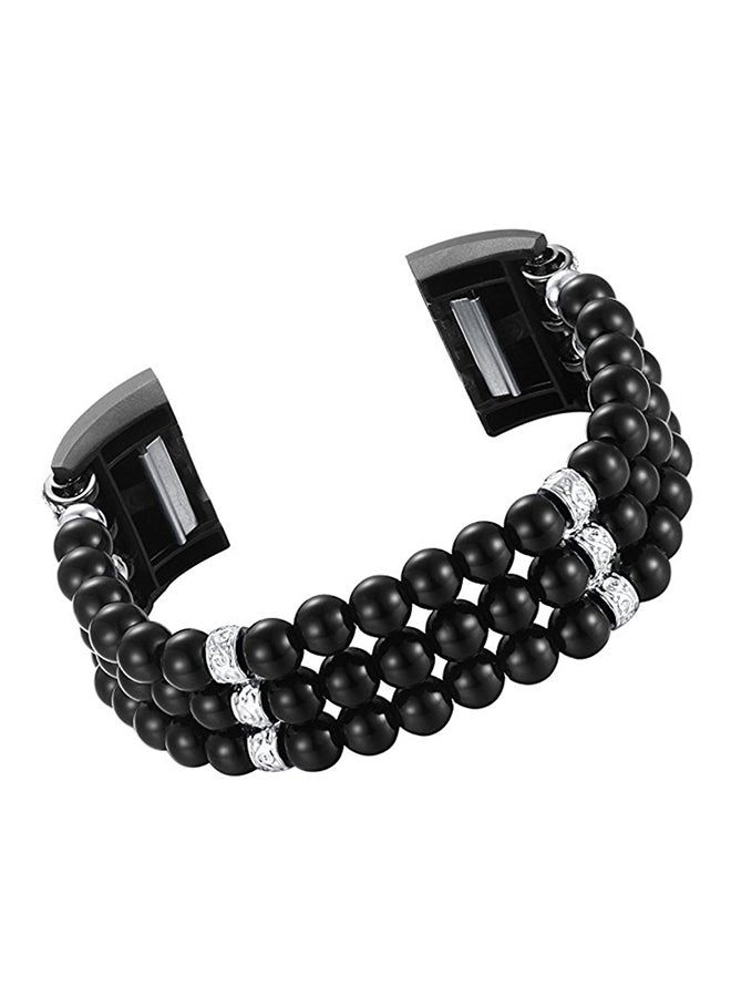 ISank Replacement Band For Fitbit Charge 2 Black/Silver  - Image 1