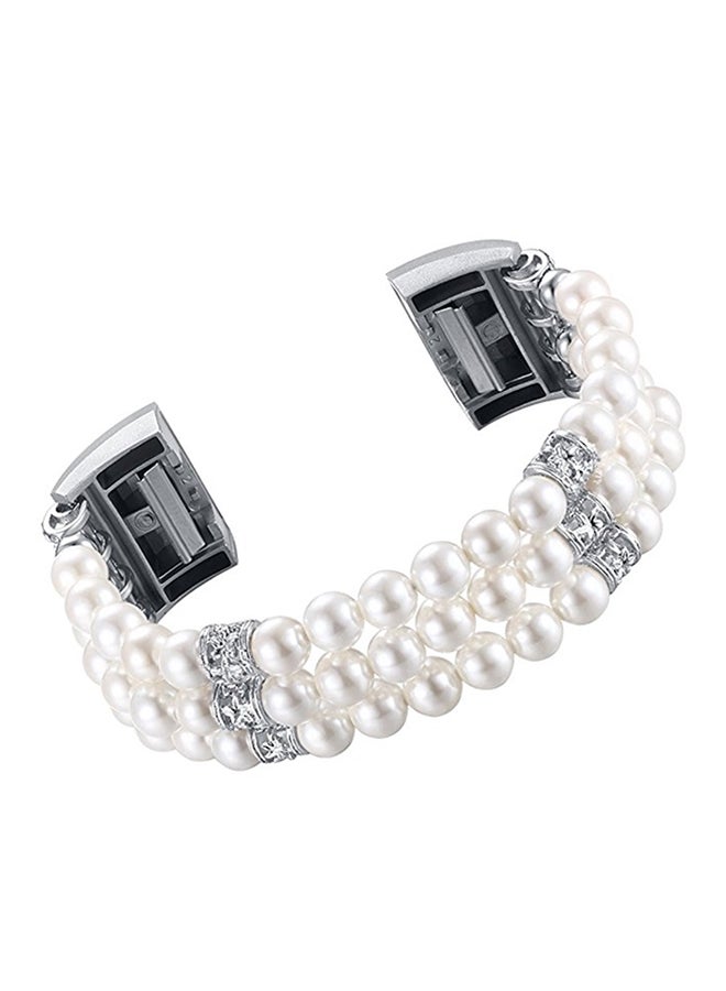 ISank Replacement Band For Fitbit Charge 2 White/Silver  - Image 1