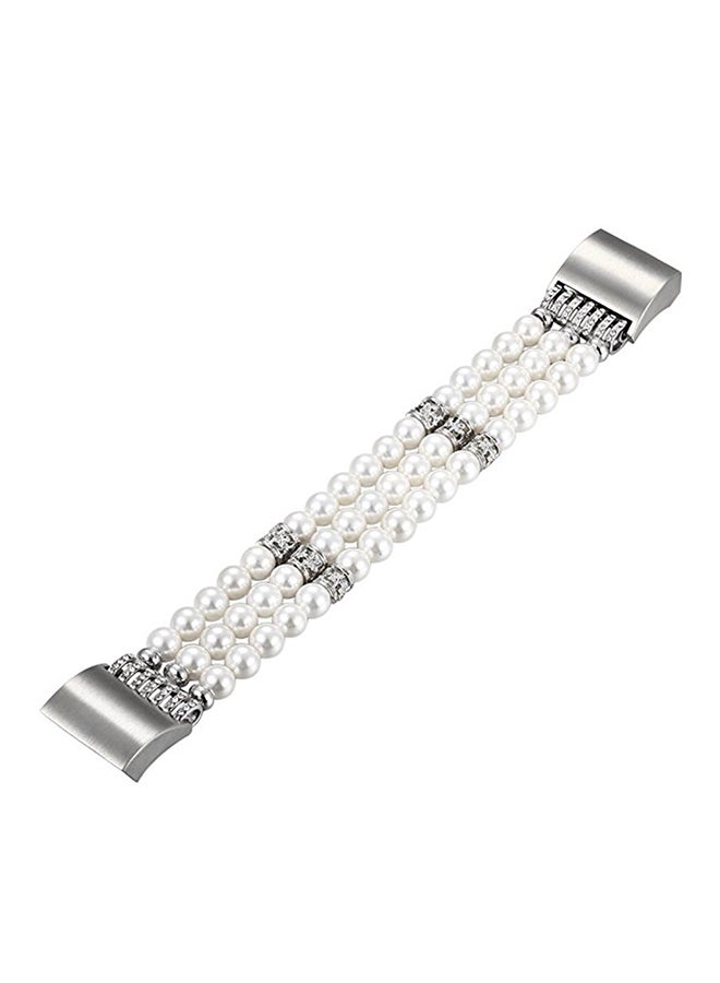 ISank Replacement Band For Fitbit Charge 2 White/Silver  - Image 2