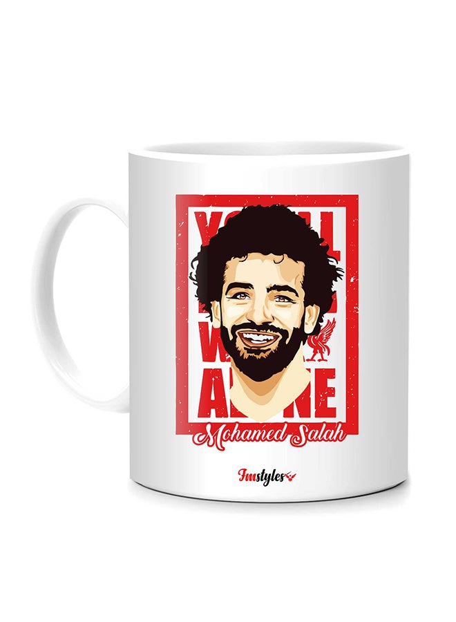 Fm Styles - Mohammed Salah Photo Retro Printed Mug White/Red/Black - Image 1