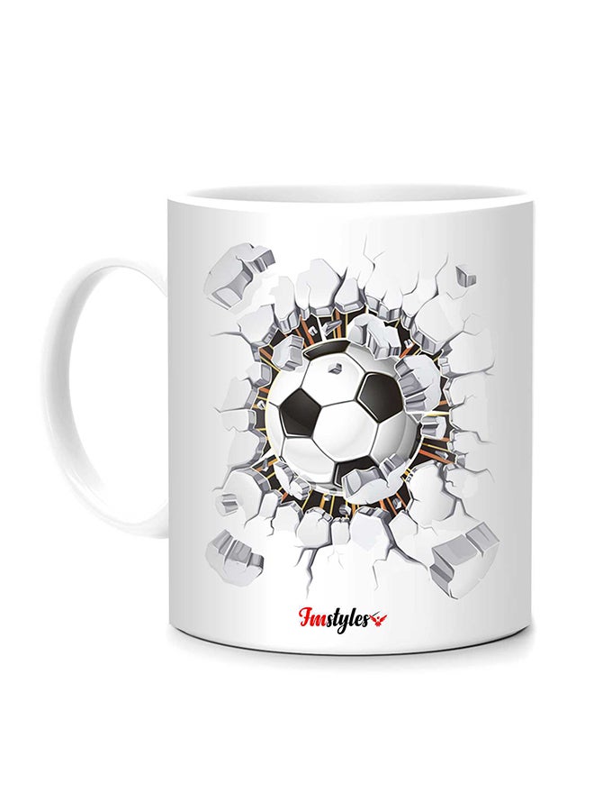 Fm Styles Football 3D Break Through Printed Mug White/Black 10cm 