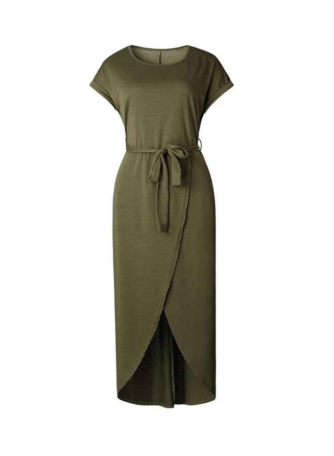 ALEOBONWAY - Short Sleeve Long Summer Dress Green - Image 1