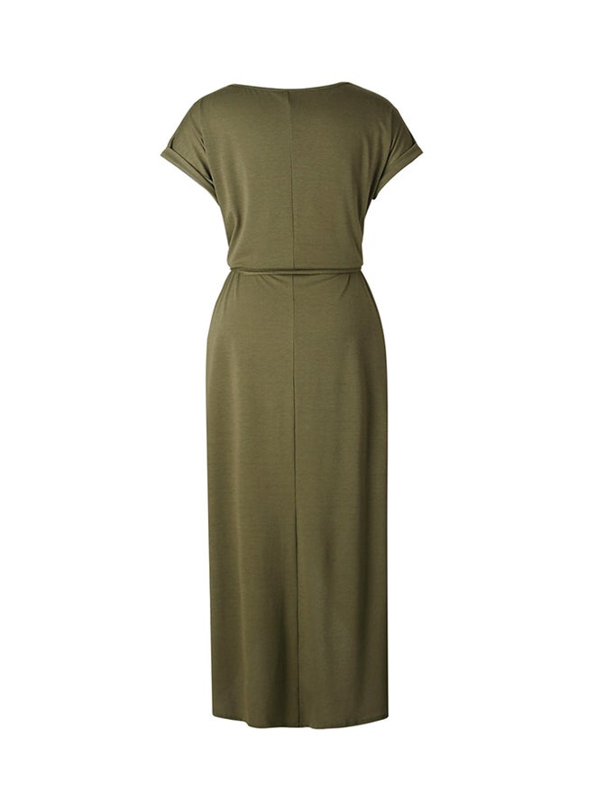 ALEOBONWAY - Short Sleeve Long Summer Dress Green - Image 1