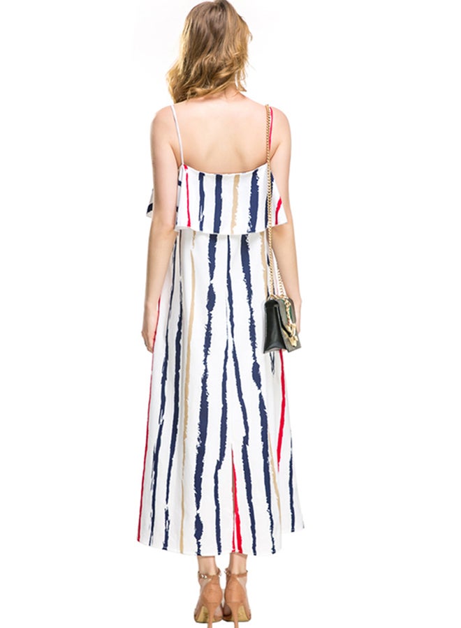 ALEOBONWAY - Spaghetti Strapped Print Design Sleeveless Dress Multicolour - Image 1