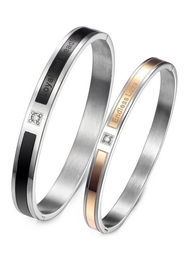 QiaoKai - 2-Piece Titanium Steel Couple Bracelet Set - Image 1