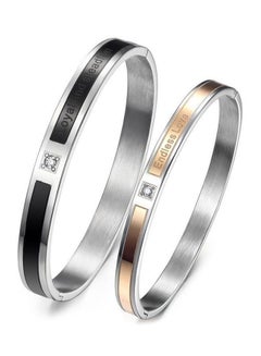 2-Piece Titanium Steel Couple Bracelet Set