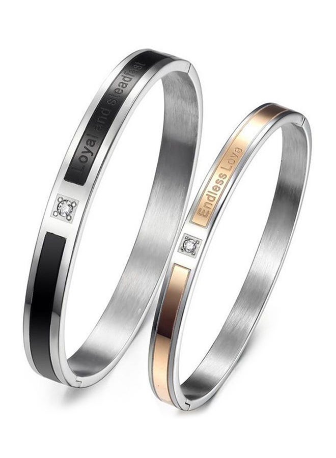 QiaoKai - 2-Piece Titanium Steel Couple Bracelet Set - Image 1