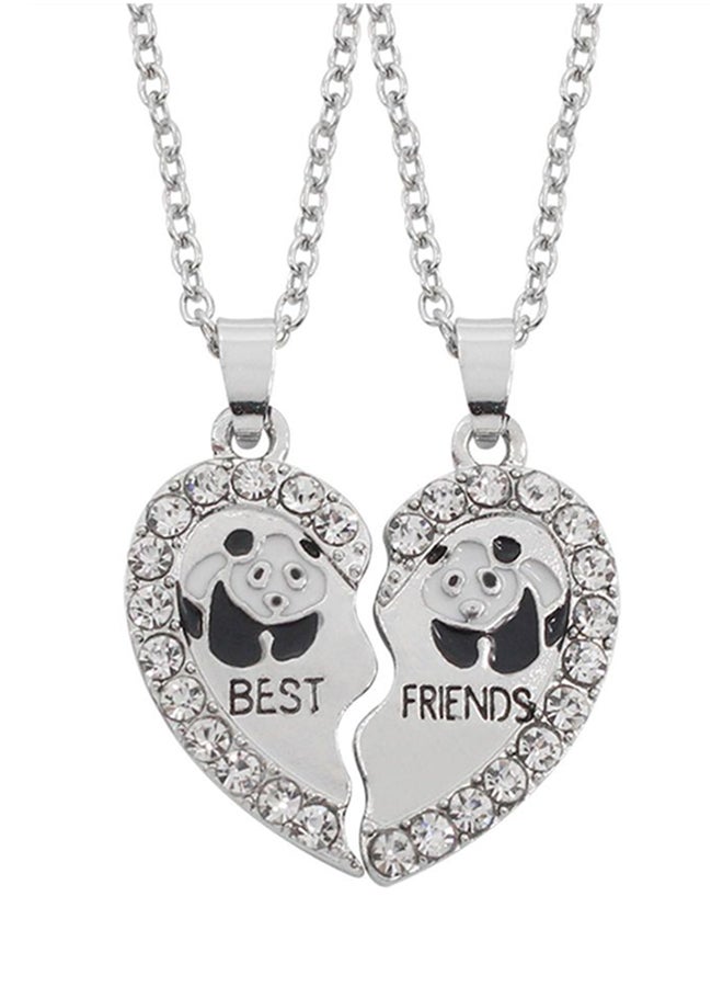 QiaoKai 2-Piece Silver Plated Best Friend Pendant Necklace  - Image 1