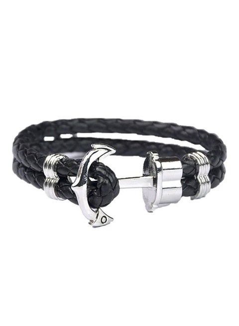 Leather Broad Anchor Bracelet