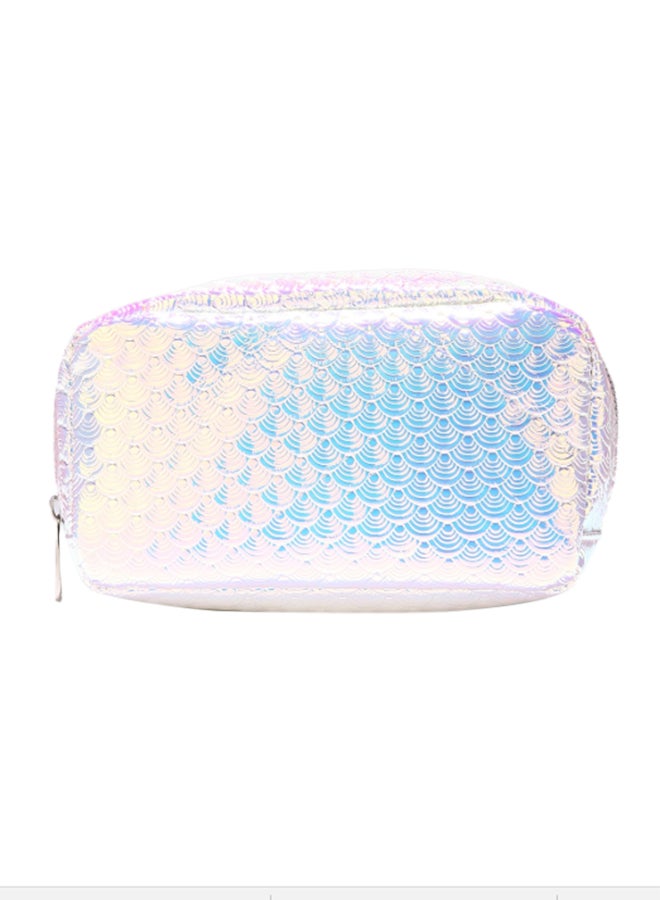 نيو لوك حقيبة ماكياج مجسمة على شكل قشر السمك فضي - Image 1