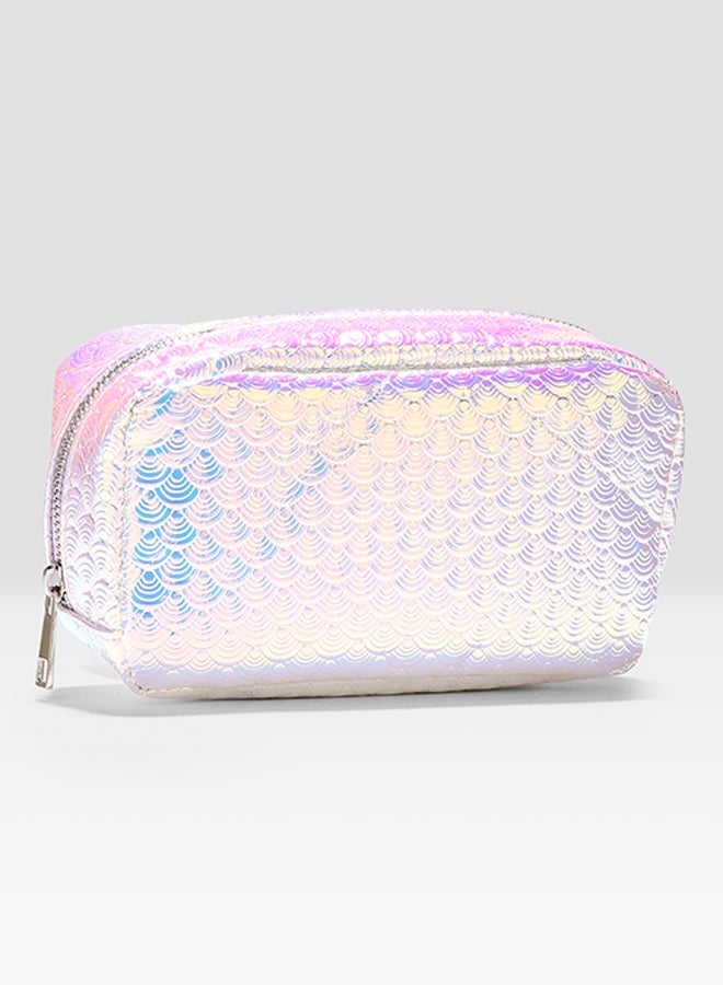 نيو لوك حقيبة ماكياج مجسمة على شكل قشر السمك فضي - Image 2