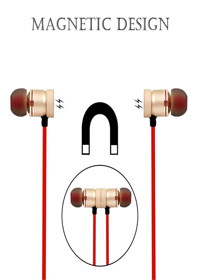 ZIDLI Bluetooth In-Ear Stereo Headphones Red/Beige - Image 3