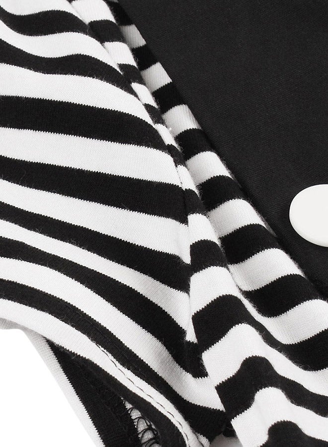 Collared Neck Midi Dress Black/White  - Image 3