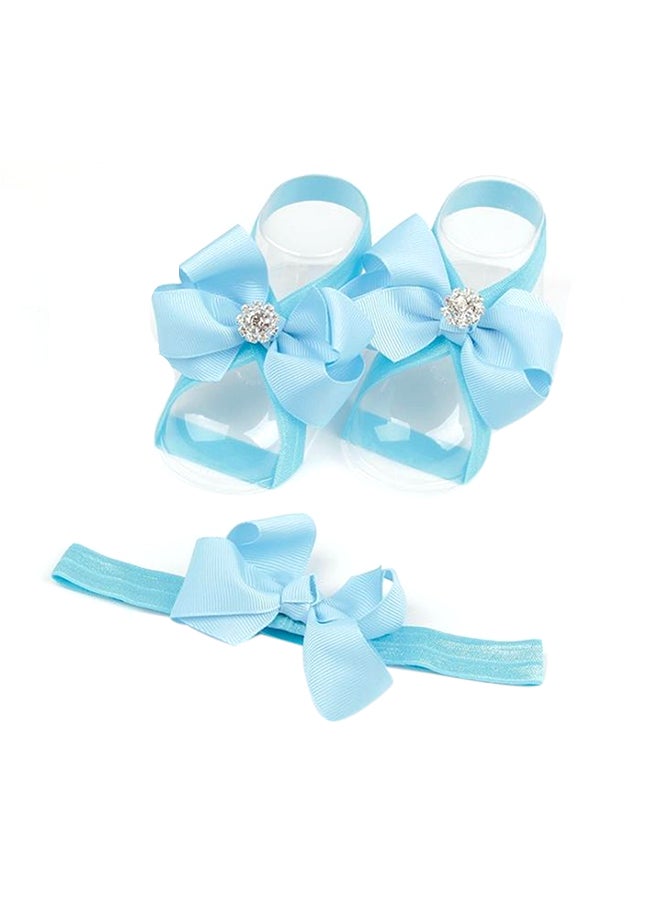 Barefoot Sandals And Headband Set Blue