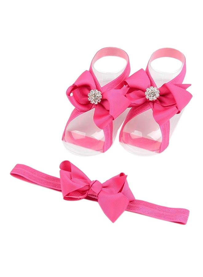 Barefoot Sandals And Headband Set Pink