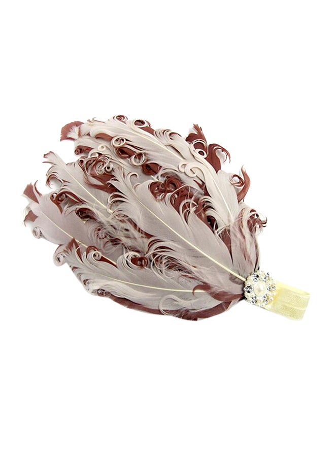 Generic Feather Design Headband Brown 