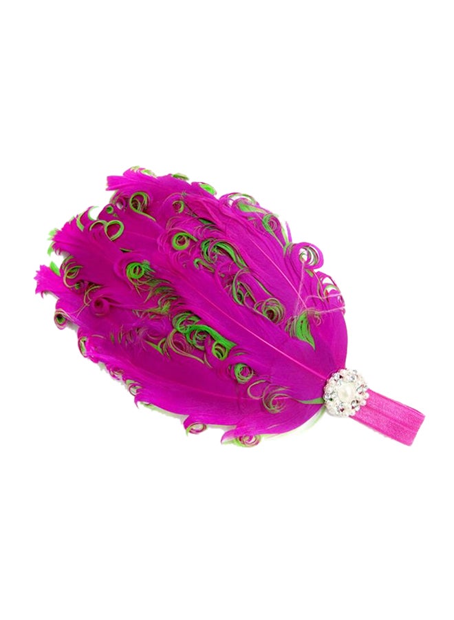 طوق شعر بتصميم ريش وردي