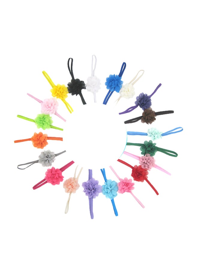 Set Of 20 Chiffon Flower Design Headbands Multicolour