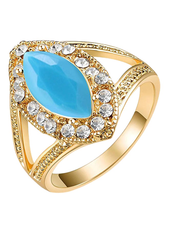 بلولانز خاتم تقليدي على شكل تاج ملكي فيه قطرة ماء ومزين بحجر الراين