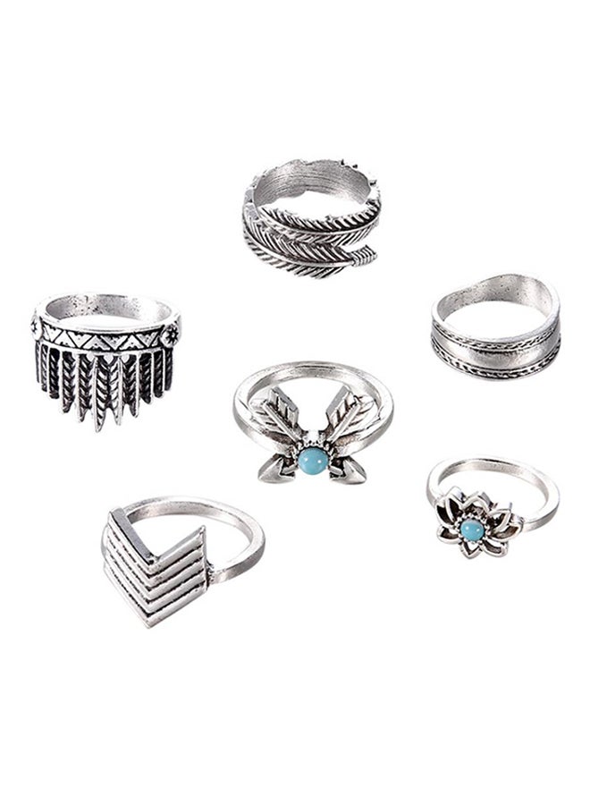 بلولانز طقم من 6 خواتم مفصل تقليدية بوهيمية مجوفة توضع في منتصف الإصبع