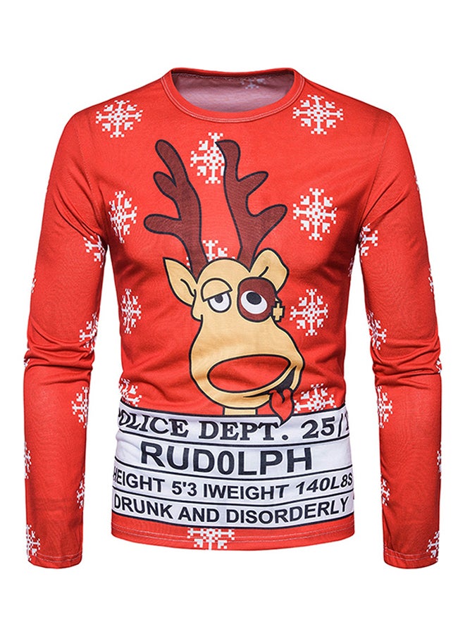 تيشيرت بوليستر على شكل غزال الرنة بطباعة ثلاثية الابعاد برتقالي - Image 1