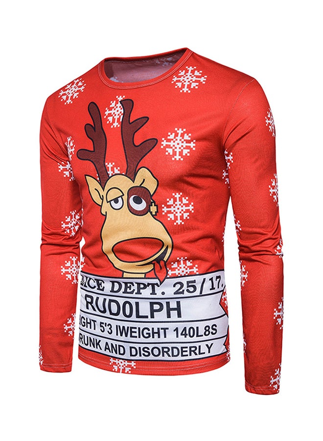 تيشيرت بوليستر على شكل غزال الرنة بطباعة ثلاثية الابعاد برتقالي - Image 3