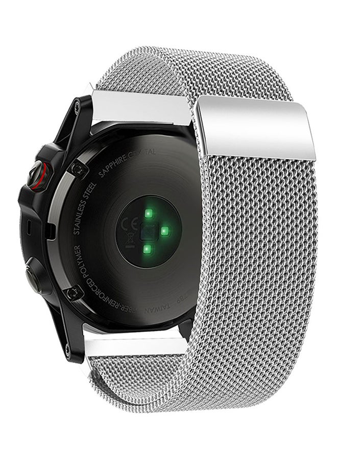 ISank - Milanese Stainless Steel Loop Smartwatch Band For Garmin Fenix 5X Silver - Image 1