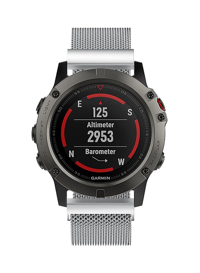 ISank - Milanese Stainless Steel Loop Smartwatch Band For Garmin Fenix 5X Silver - Image 1