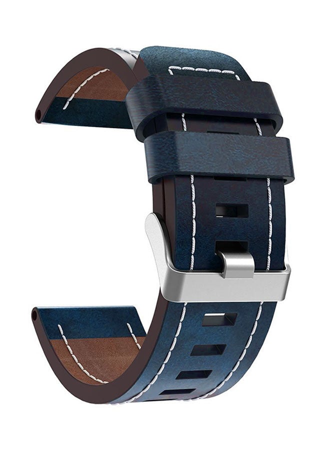 ISank Leather Smartwatch Band For Garmin Fenix 5x 26mm Blue - Image 1