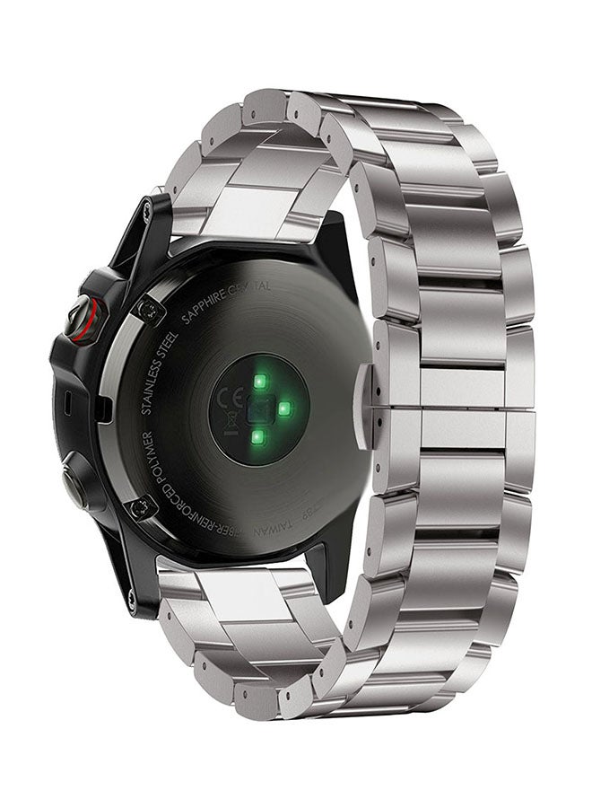 ISank Three Strains Smart Watch Band For Garmin Fenix 5X Silver - Image 2