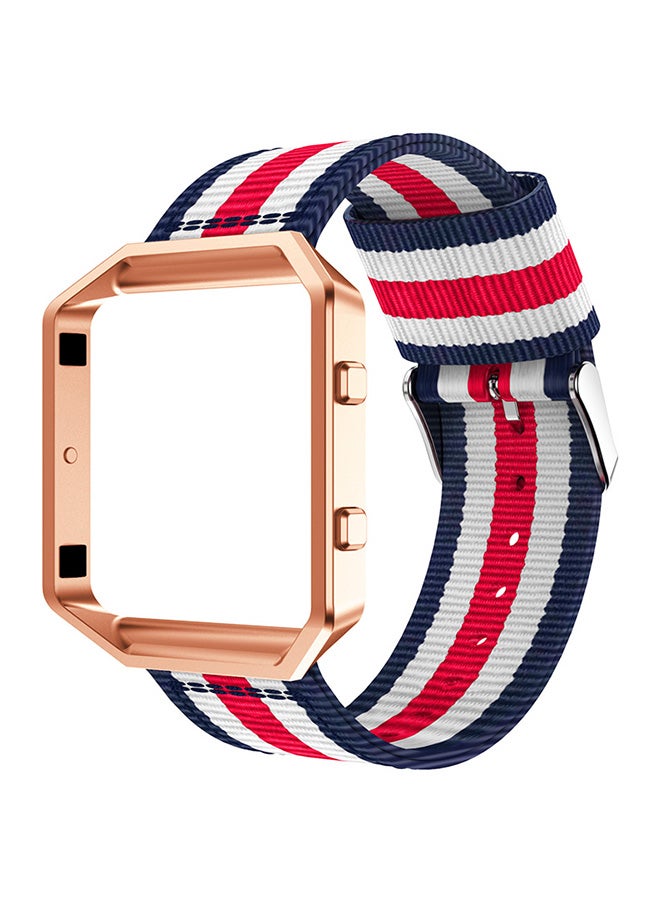 ISank Replacement Smart Watch Band With Frame For Fitbit Blaze Blue/White/Red - Image 1