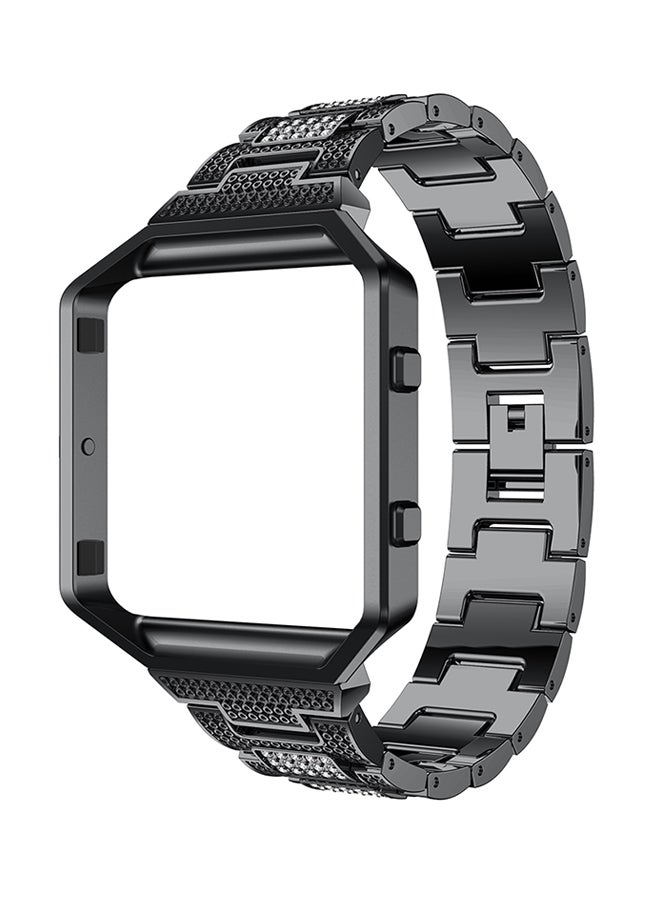 ISank Crystal Rhinestone Frame Smart Watch Band For Fitbit Blaze Black  - Image 1