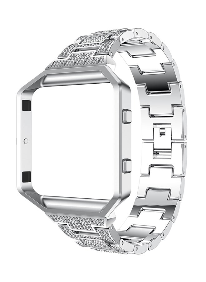 ISank Crystal Rhinestone Frame Smart Watch Band For Fitbit Blaze Silver - Image 1