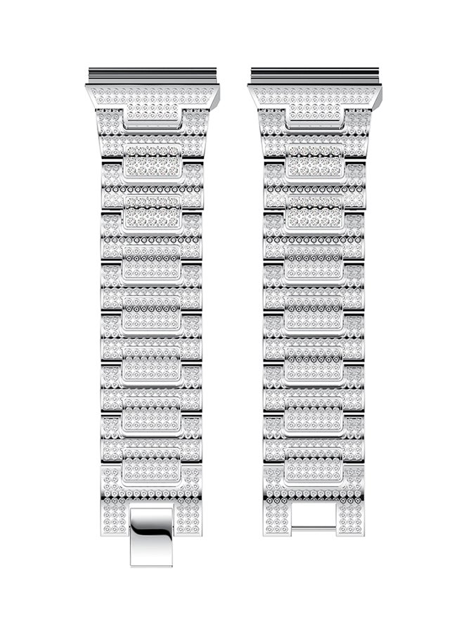 ISank Crystal Rhinestone Frame Smart Watch Band For Fitbit Blaze Silver - Image 3