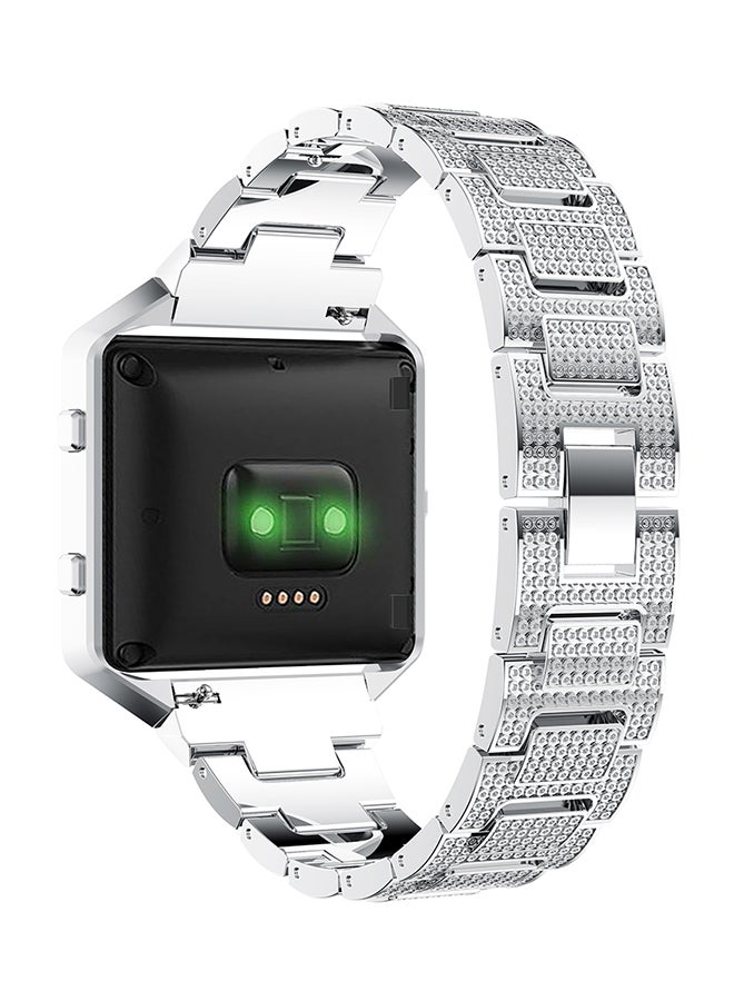 ISank Crystal Rhinestone Frame Smart Watch Band For Fitbit Blaze Silver - Image 4