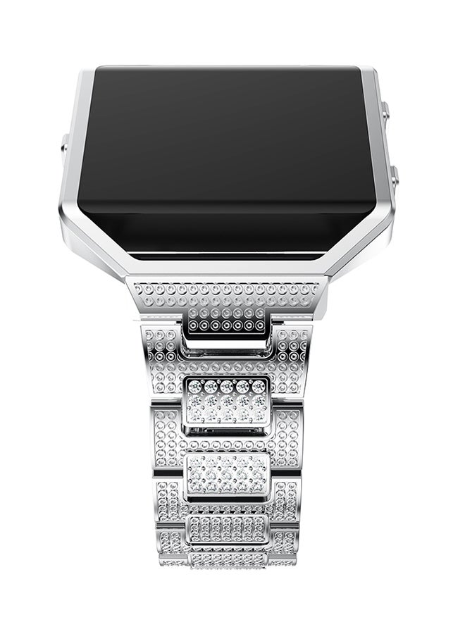 ISank Crystal Rhinestone Frame Smart Watch Band For Fitbit Blaze Silver - Image 5