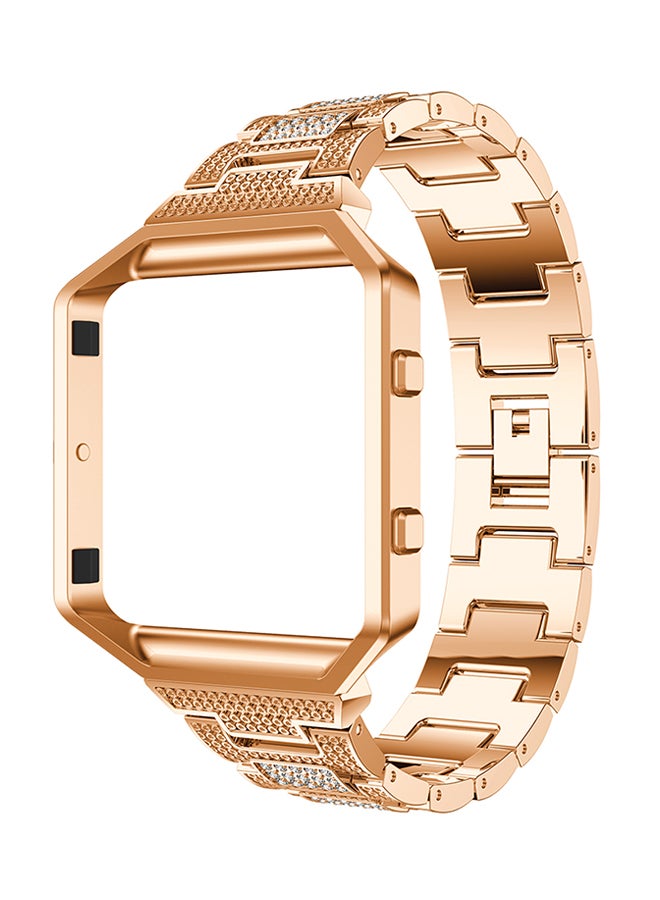 ISank Crystal Rhinestone Frame Smart Watch Band For Fitbit Blaze Rose Gold  - Image 1