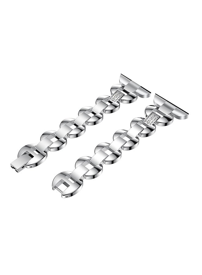 ISank Replacement Rhinestone Frame Smart Watch Band For Fitbit Blaze Silver - Image 2