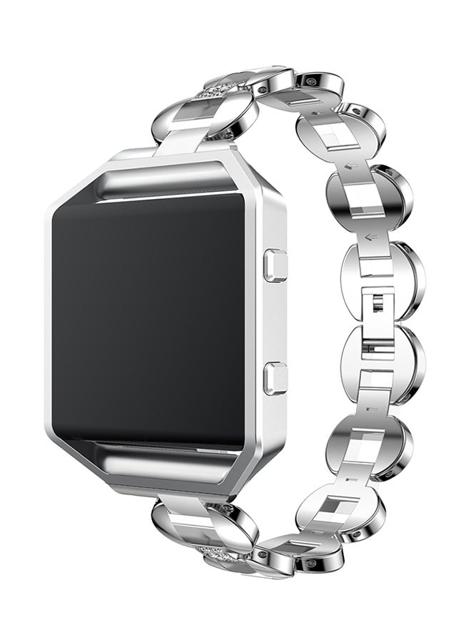 ISank Replacement Rhinestone Frame Smart Watch Band For Fitbit Blaze Silver - Image 4