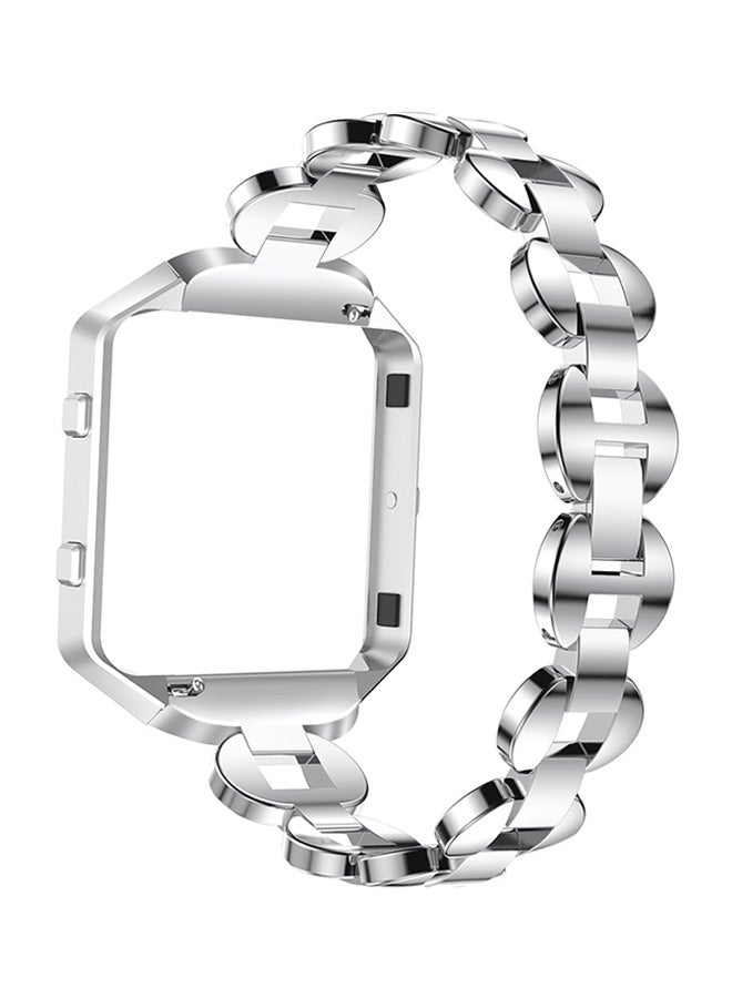 ISank Replacement Rhinestone Frame Smart Watch Band For Fitbit Blaze Silver - Image 1