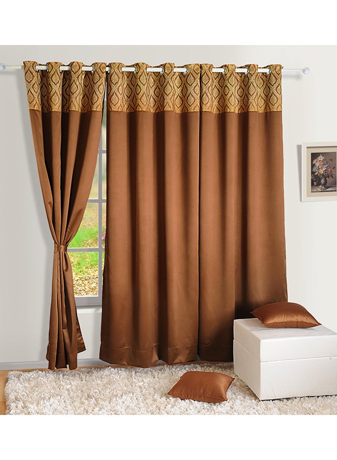 شالينإنديا - طقم من قطعتي ستائر أبواب ونوافذ نصفية للتعتيم بني 48x63بوصة - Image 1