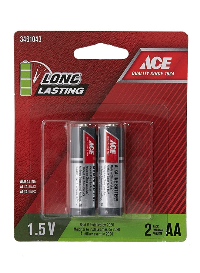 ACE 2-Piece AA Alkaline Battery Set Silver/Black 