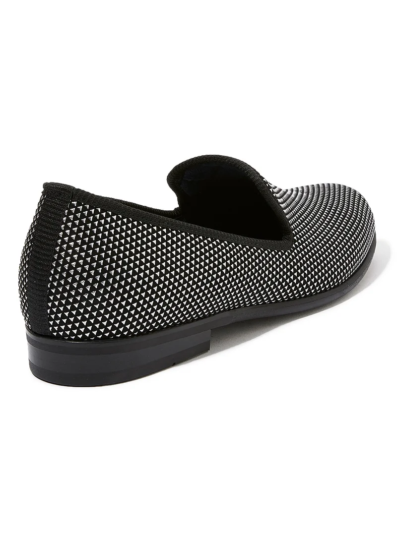 Duke & Dexter Pyramid Embossed Rubber Loafers Silver