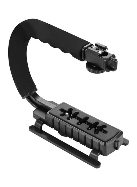 Handheld Camera Bracket Stabilizer With Video Shotgun Microphone Kit And Cold Shoe Tripod Head Black
